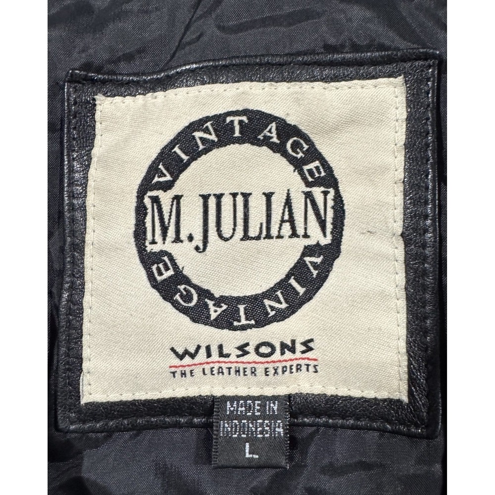 VTG 90s M Julian Wilsons Leather Jacket Mens Large Black Grunge Matrix Car Coat - Picture 3 of 12